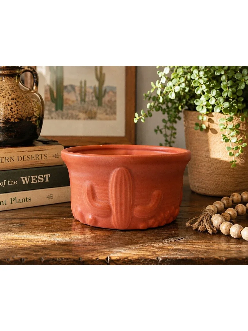 Vintage Haeger USA #339 Cactus Planter Terracotta MCM Southwestern Pottery